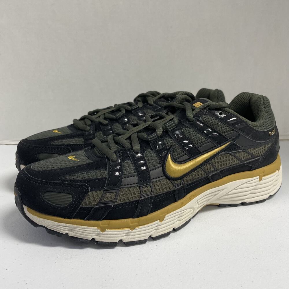 Nike P-6000 Black Sequoia Ochre IB2986-003 Size 8 Men Mesh Runner Y2K Green Shoe